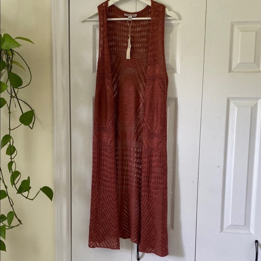 Moral Fiber NWT crochet maxi dter vest burnt sienna Size Medium